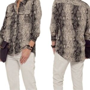 Walter Baker Snake Print Button-Up blouse long sleeve lightweight 1X